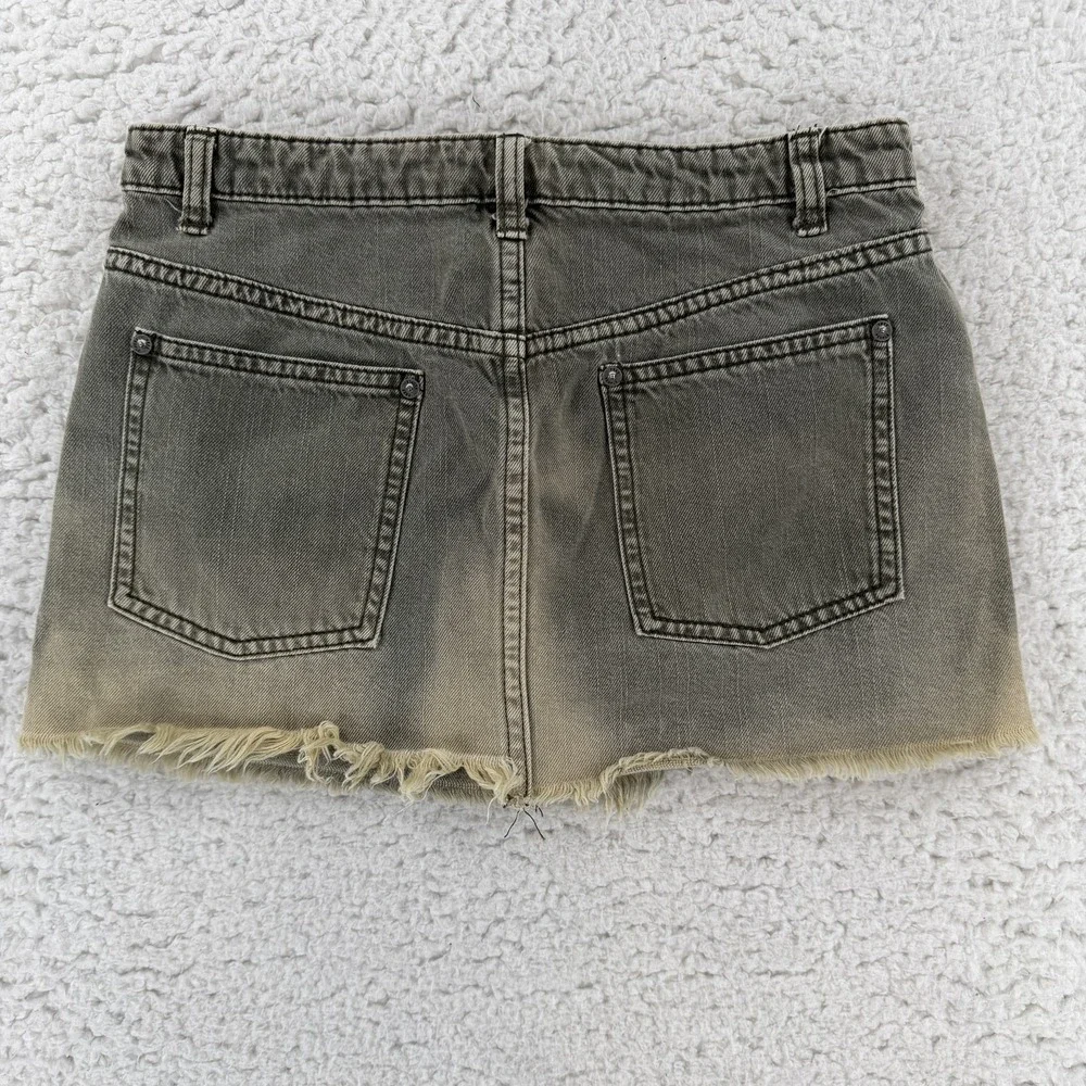 Free People Skirt Womens 0 Green Denim Mini Raw Hem 5 Pocket‎ Casual Summer